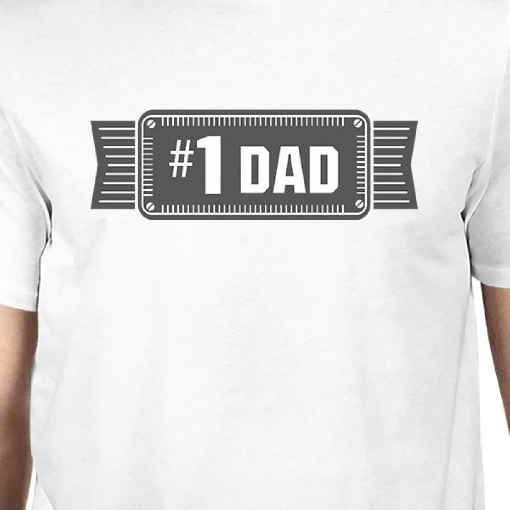 #1 Dad Mens White Vintage Graphic T-Shirt Fathers Day Gifts For Him