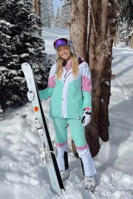 1080 Women's Ski & Snowboard Pant - Pastel Pink, White & Pastel Mint