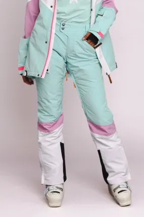 1080 Women's Ski & Snowboard Pant - Pastel Pink, White & Pastel Mint