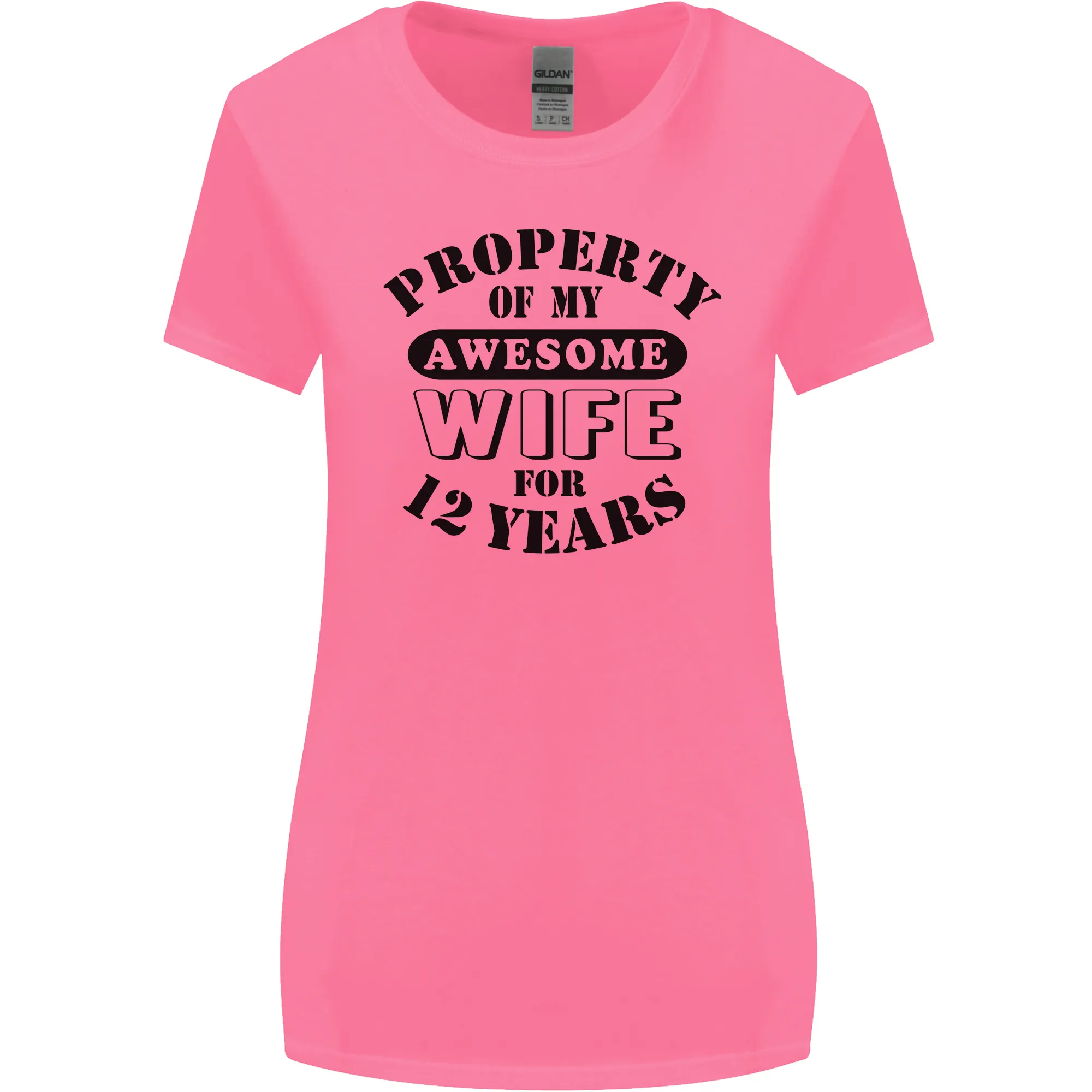 12th Wedding Anniversary 12 Year Funny Wife Womens Wider Cut T-Shirt