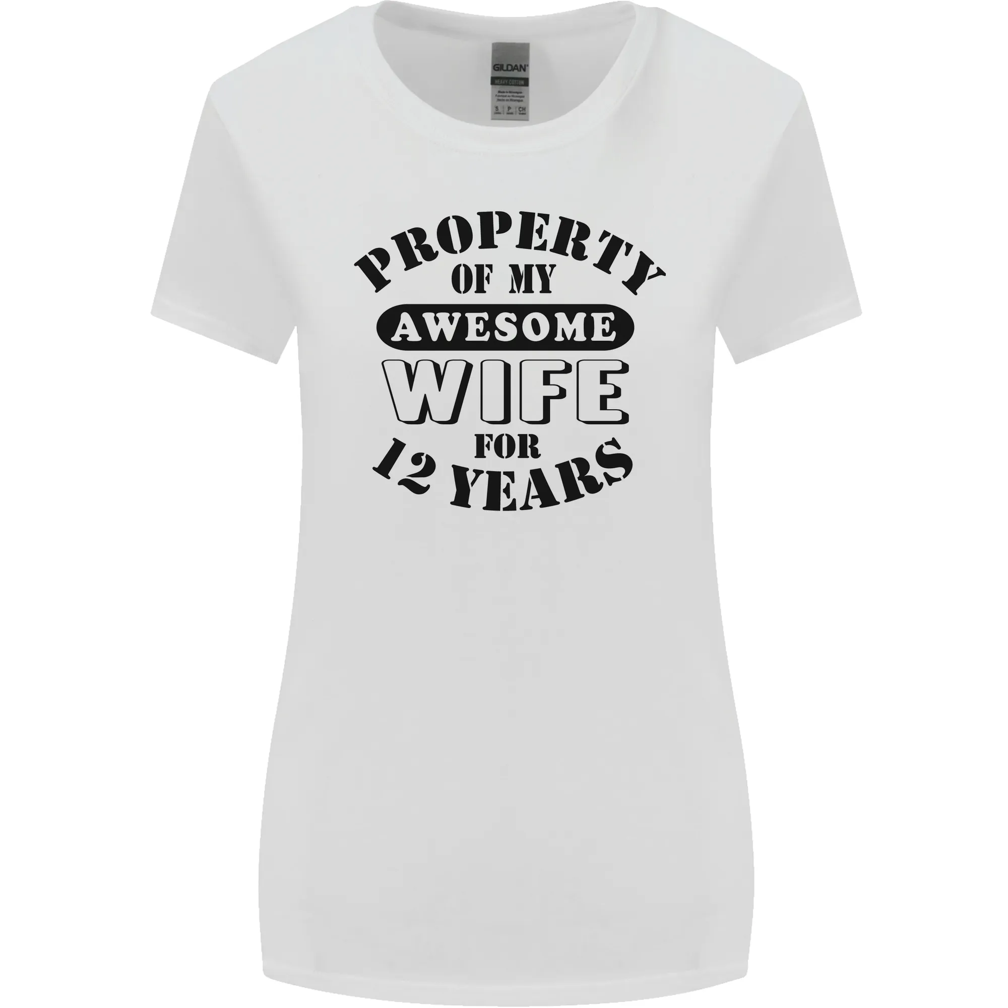 12th Wedding Anniversary 12 Year Funny Wife Womens Wider Cut T-Shirt