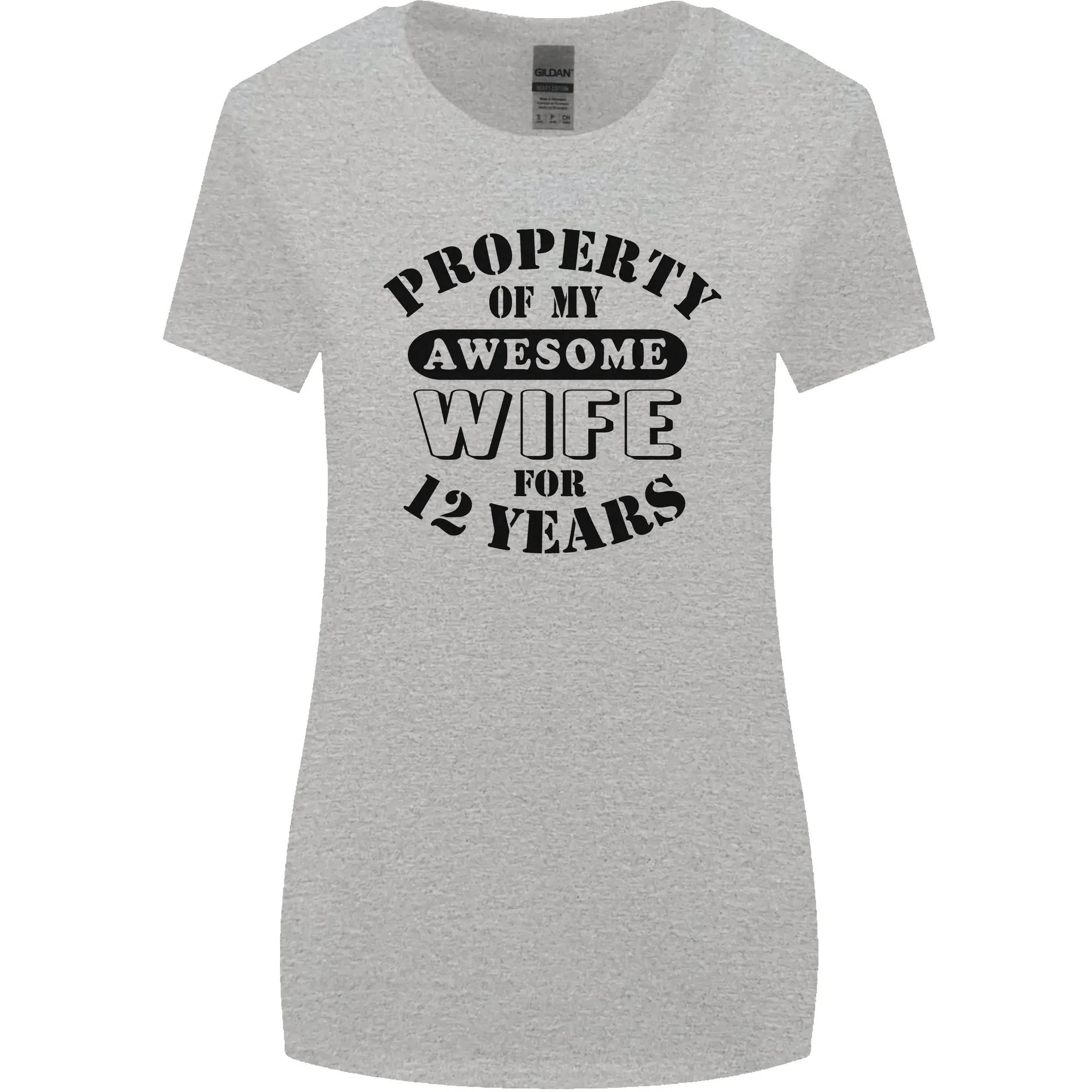 12th Wedding Anniversary 12 Year Funny Wife Womens Wider Cut T-Shirt