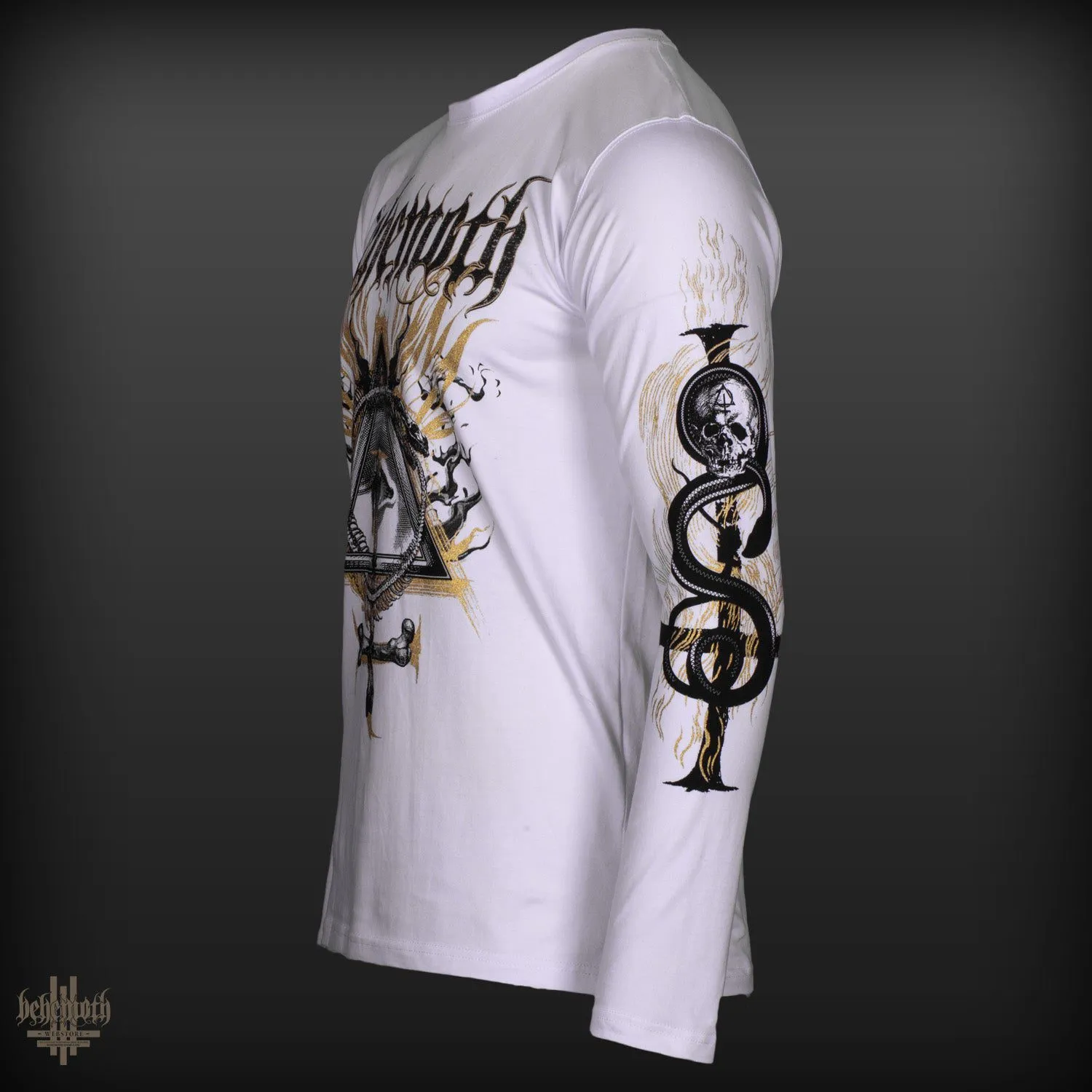 A white Behemoth 'CONTRA' long sleeve shirt