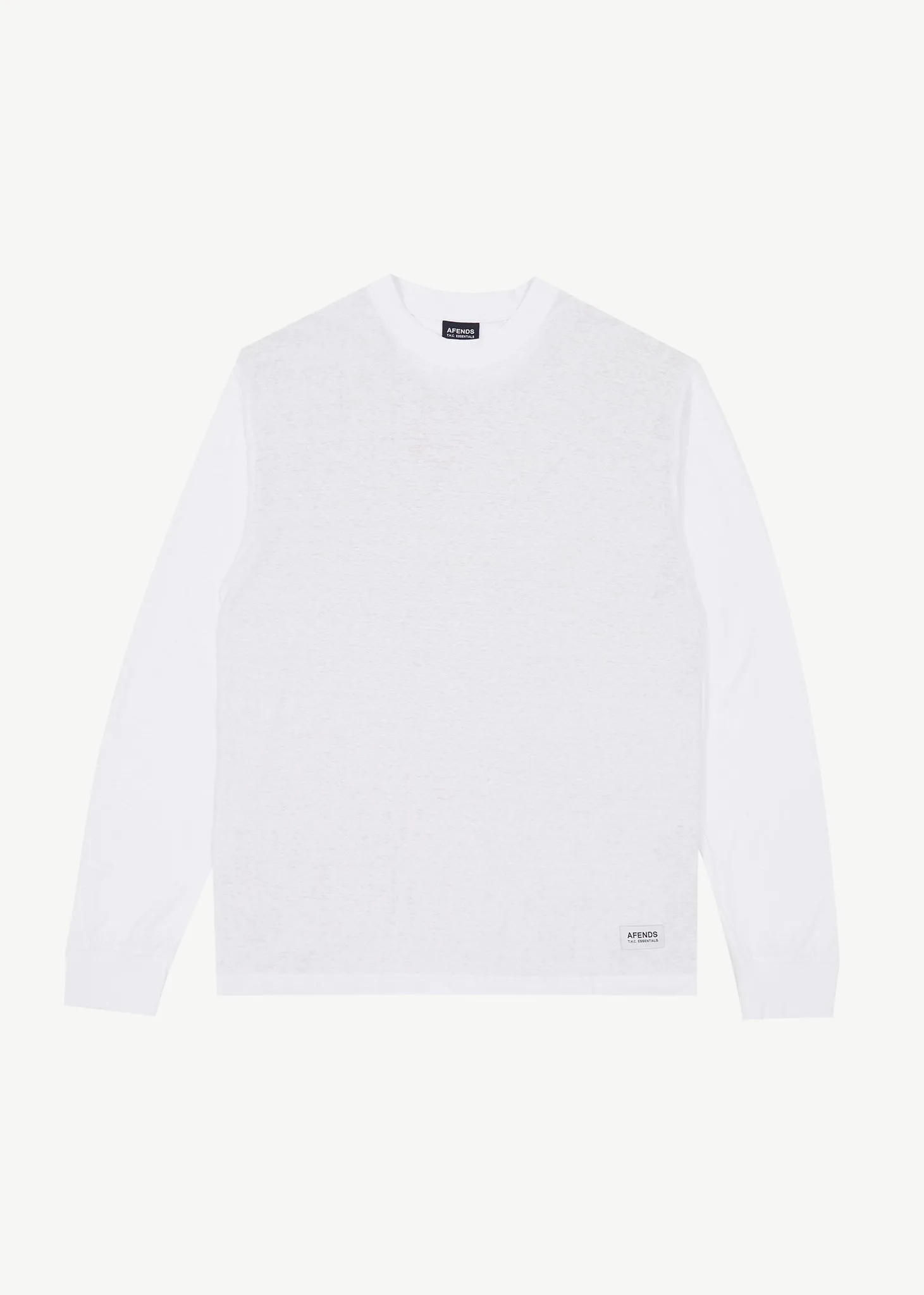 AFENDS Mens Essential - Retro Long Sleeve T-Shirt - White