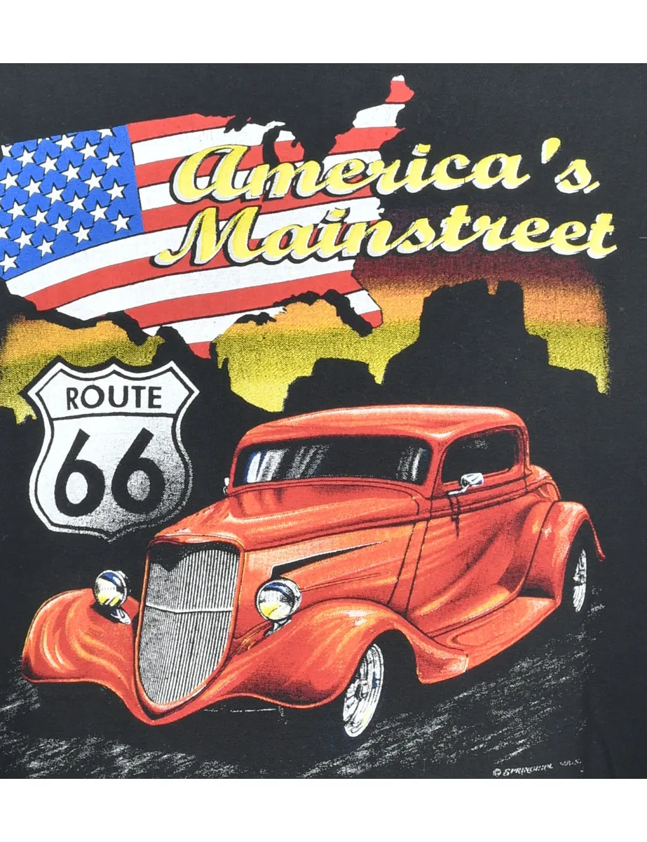 American Mainstreet Black Printed T-shirt - L