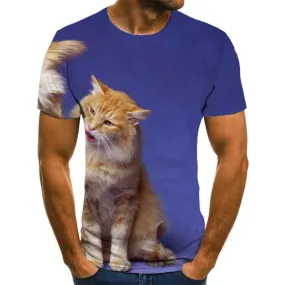 animal tshirtNovelty 3D shirt docile petsCool men art costume cat and dog