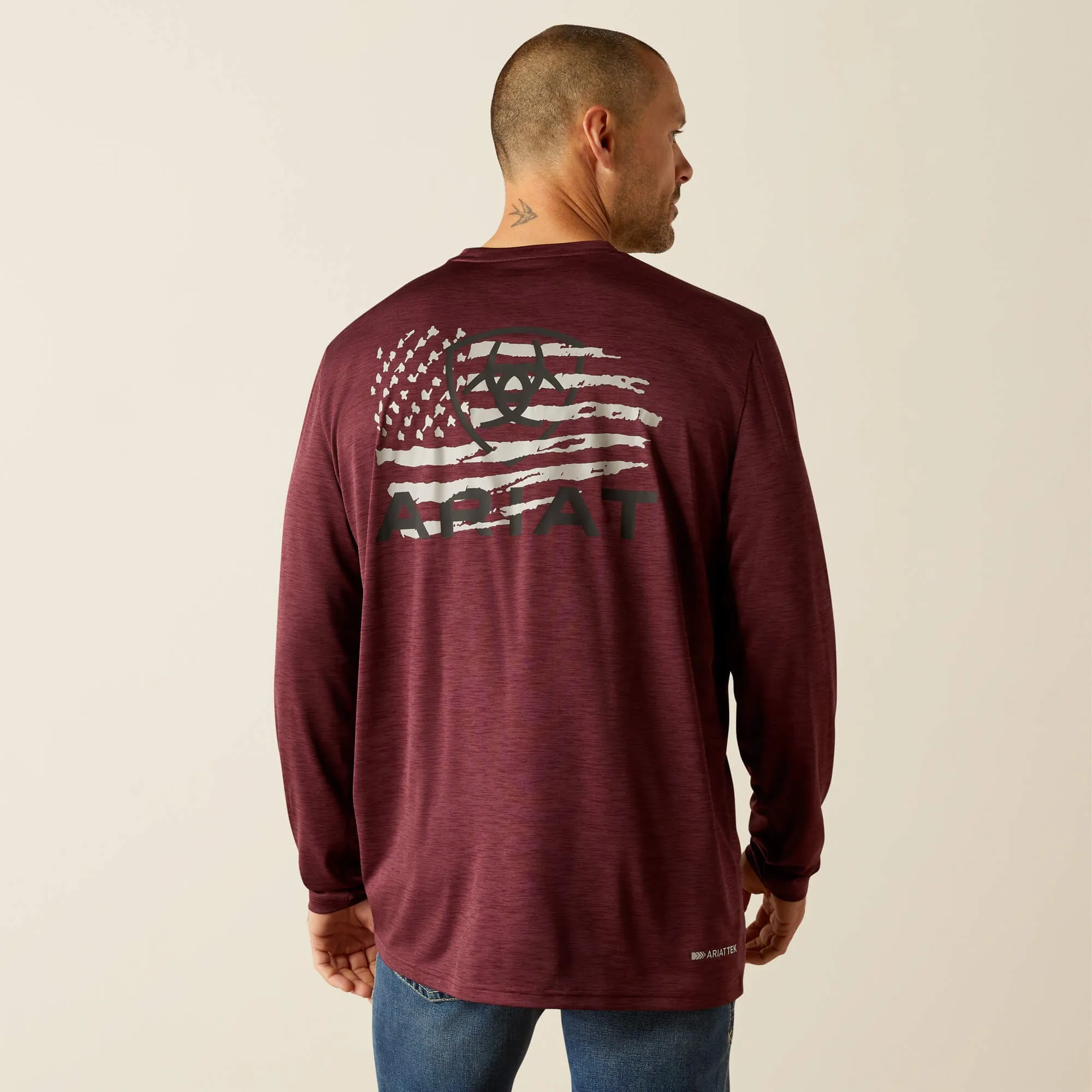 Ariat Men's Burgundy Flag Long Sleeve Breakthru Charger T-Shirt