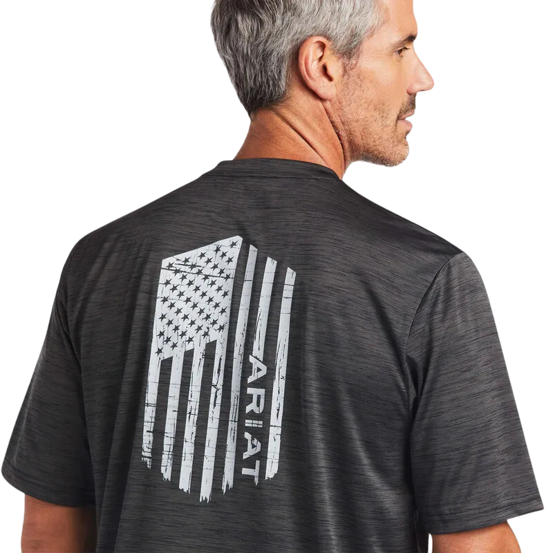 Ariat Men's Charcoal Charger Vertical Flag T-Shirt