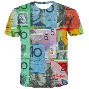 Australian Dollar T shirts Men Money Shirt Print Australia Tshirts Casual Colorful Tshirts Novelty Abstract Tshirt Anime