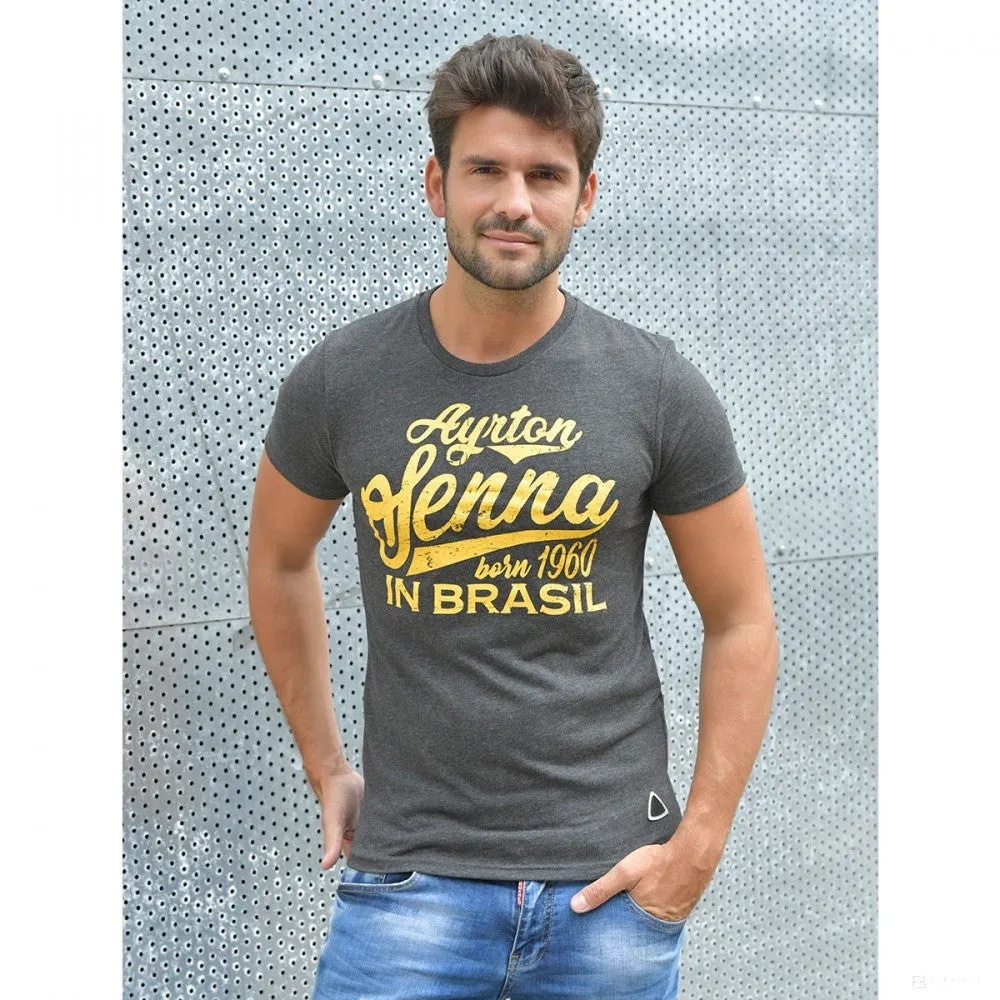 Ayrton Senna T-shirt, Born in Rasil, Grey, 2018