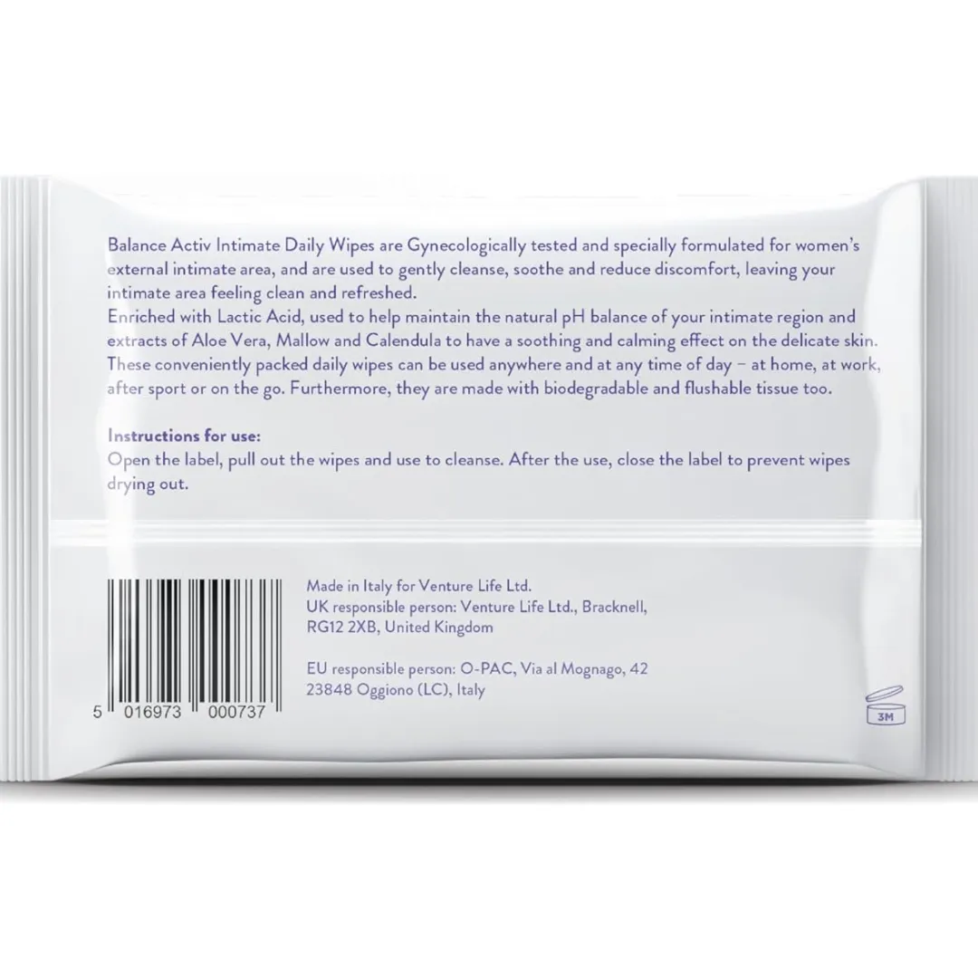 Balance Activ Intimate Wipes 20 Wipes (T)