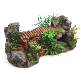 Bamboo Bridge With Plants Fish Tank Ornament