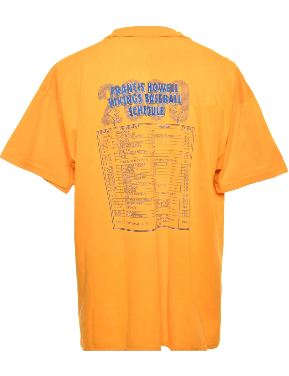 Baseball Yellow Sports T-shirt - XL