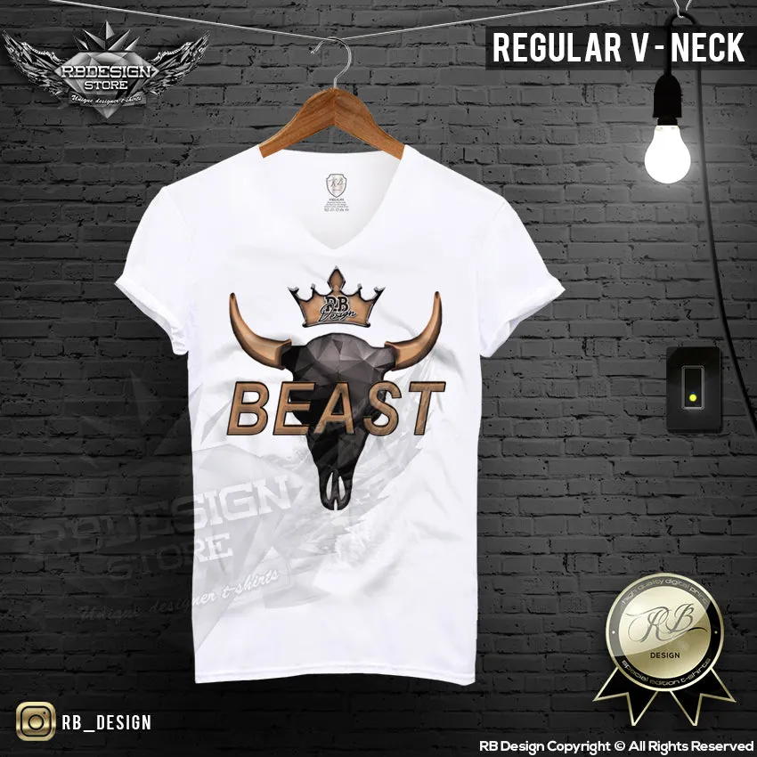 Beast Men's T-shirt Bison Skull MD730 GOLD