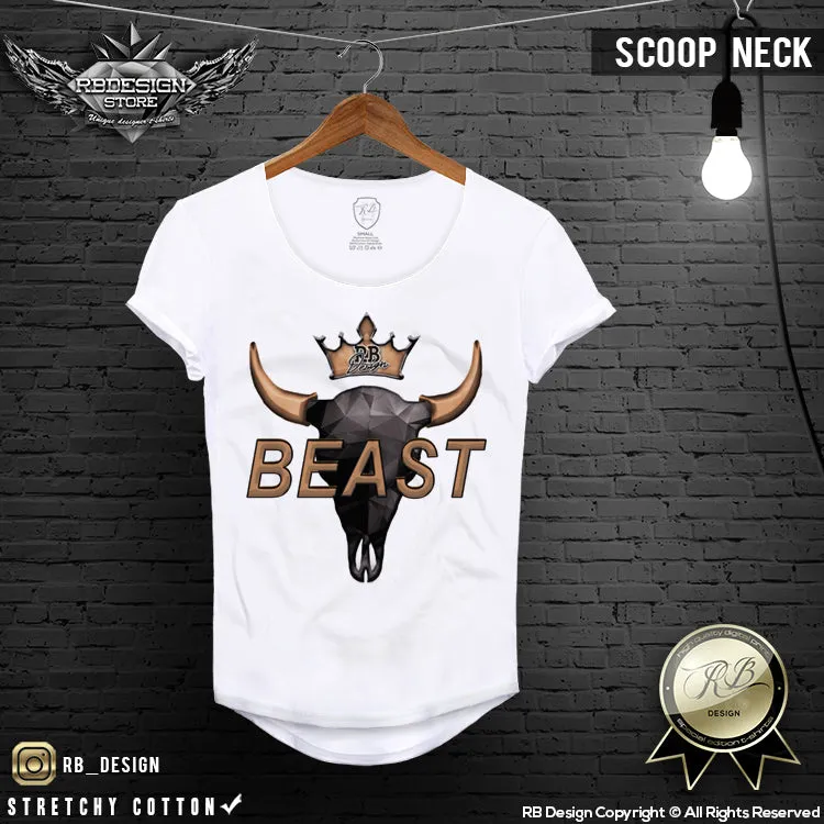 Beast Men's T-shirt Bison Skull MD730 GOLD