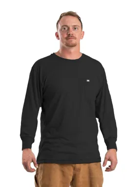 Berne Mens Black Cotton Blend WorkVent Performance Pocket Tee L/S