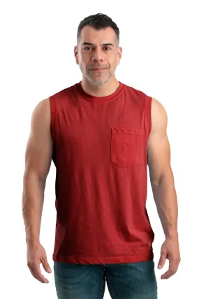 Berne Mens Deep Red Cotton Blend Performance Pocket Tee S/L