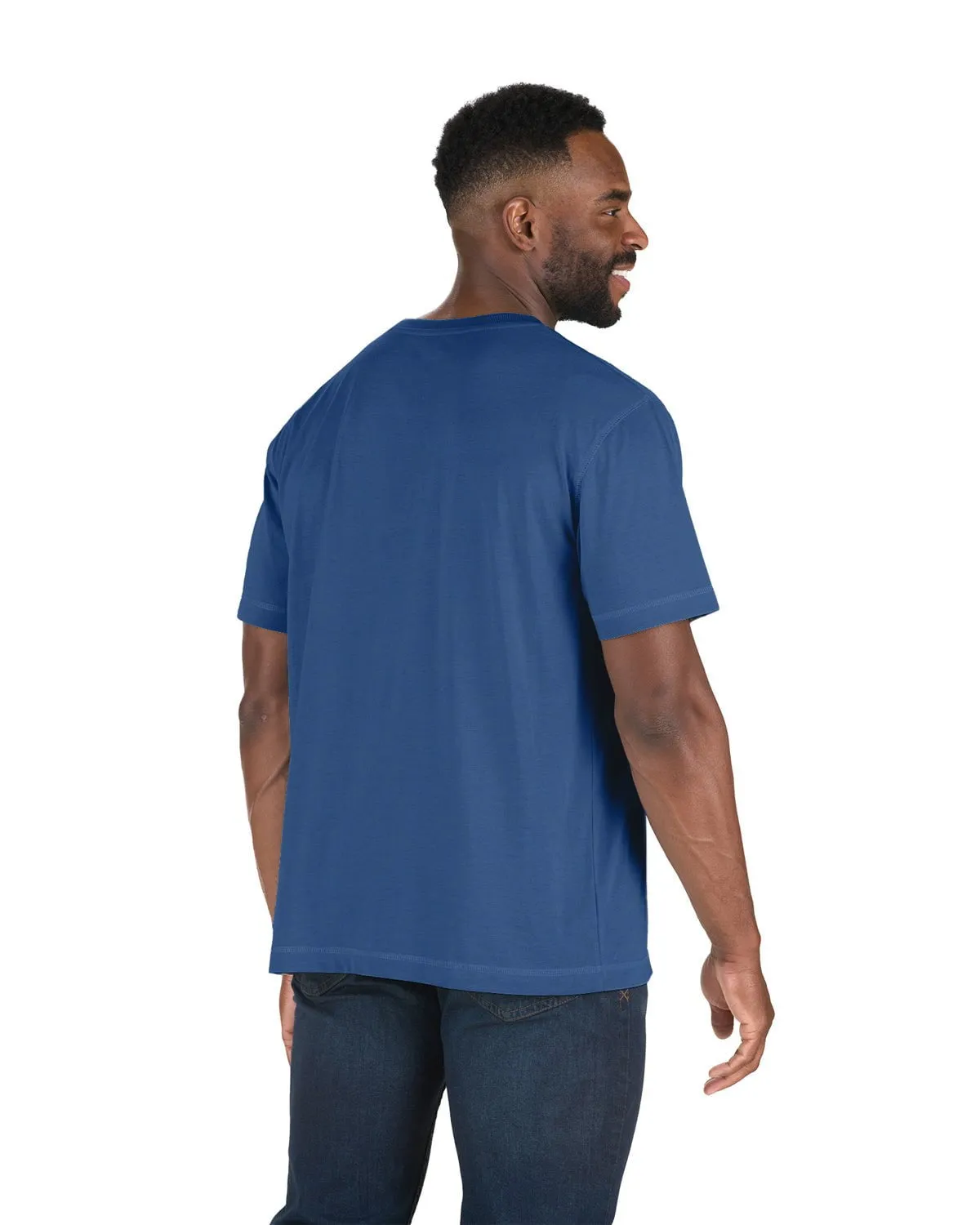 Berne Mens Performance Pocket Blue Cotton Blend S/S T-Shirt