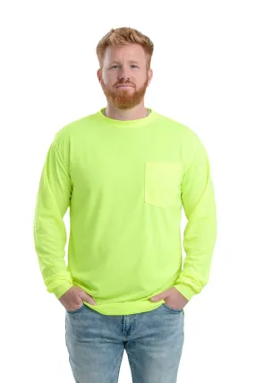 Berne Mens Yellow Polyester Enhanced Visibility L/S Tee S/S