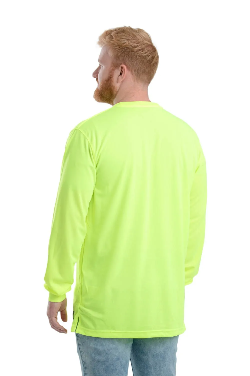 Berne Mens Yellow Polyester Enhanced Visibility L/S Tee S/S