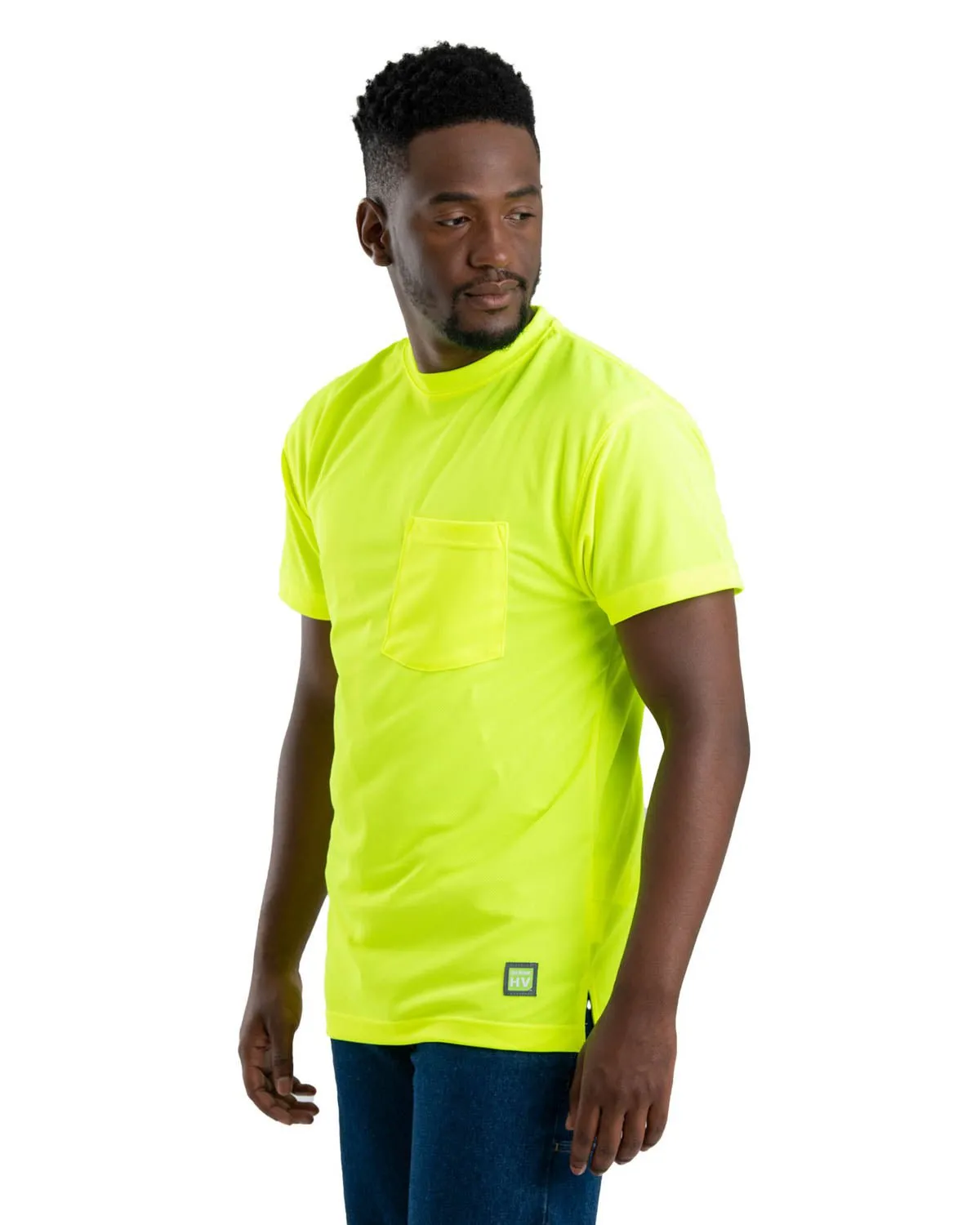 Berne Mens Yellow Polyester Enhanced Visibility S/S Tee S/S