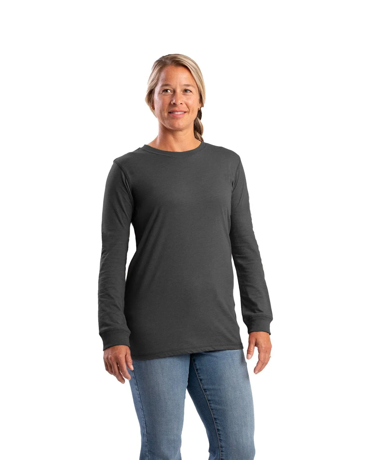 Berne Womens Signature Performance Graphite Cotton Blend L/S T-Shirt