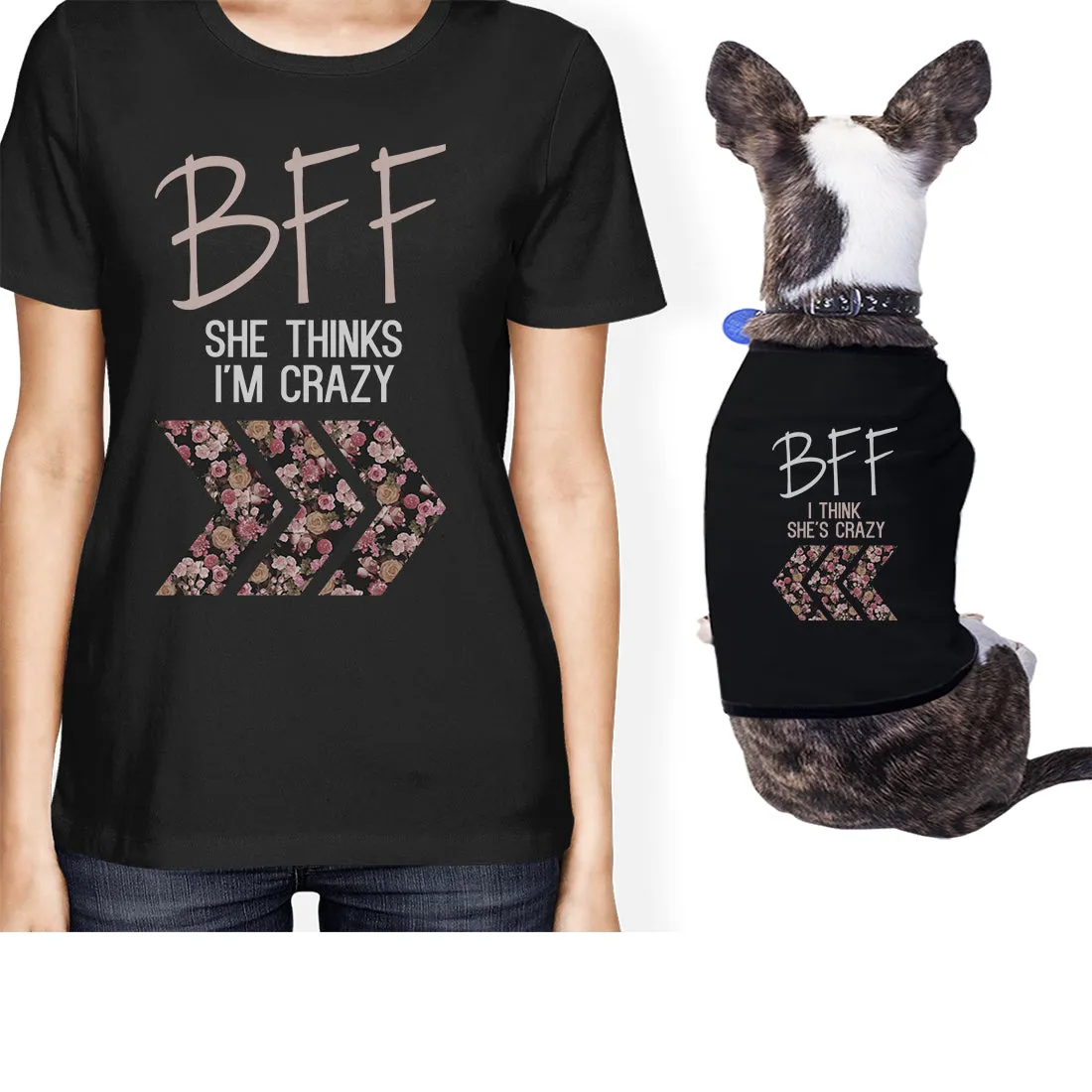 BFF Floral Crazy Small Pet Owner Matching Gift Outfits Dog Lovers