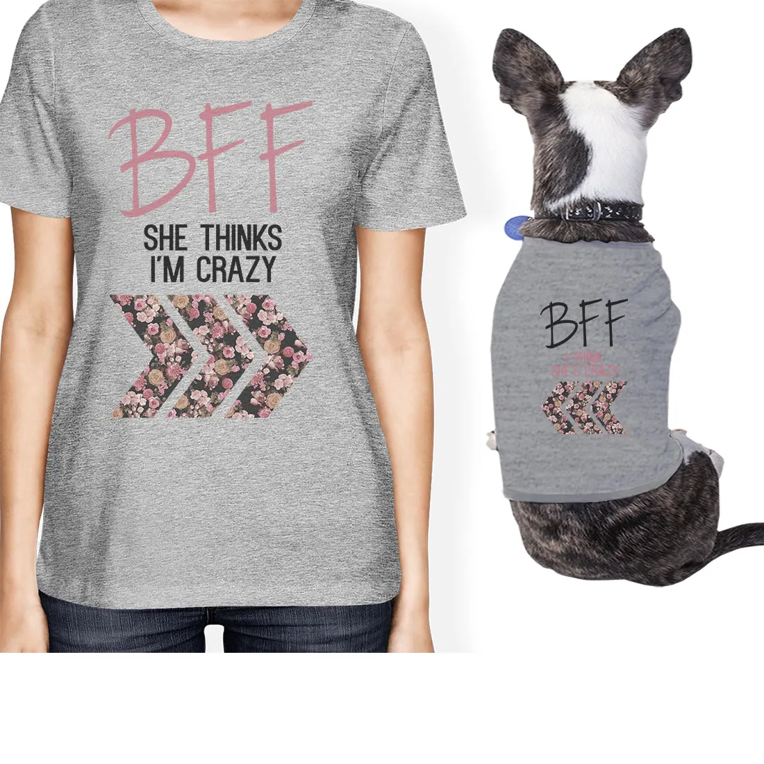 BFF Floral Crazy Small Pet Owner Matching Gift Outfits Dog Lovers