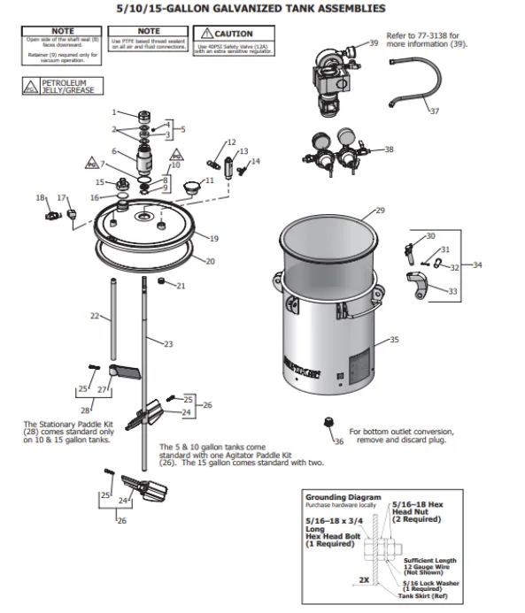 Binks 183G 5 Gallons ASME Galvanized Carbon Steel Pressure Tank - Double Regulated w/ Extra Sensitive Regulator & No Agitator