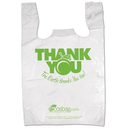 Biodegradable 11.5" x 6.5" x 21" - "Thank You" Shopping Bags