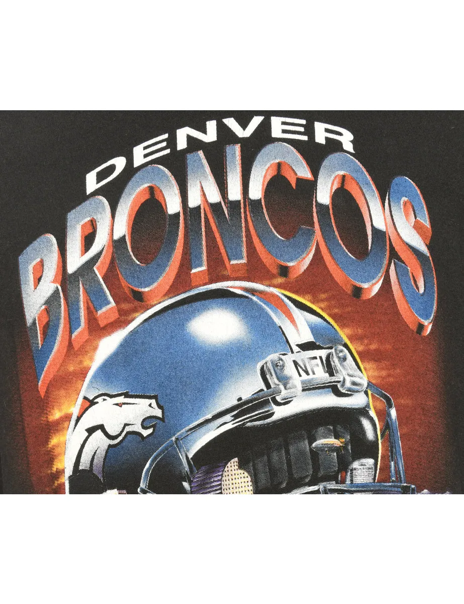 Black Denver Broncos Football Sports T-shirt - L