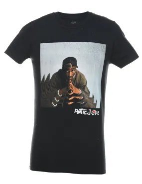 Black Poetic Justice Printed Black 90s T-shirt - S