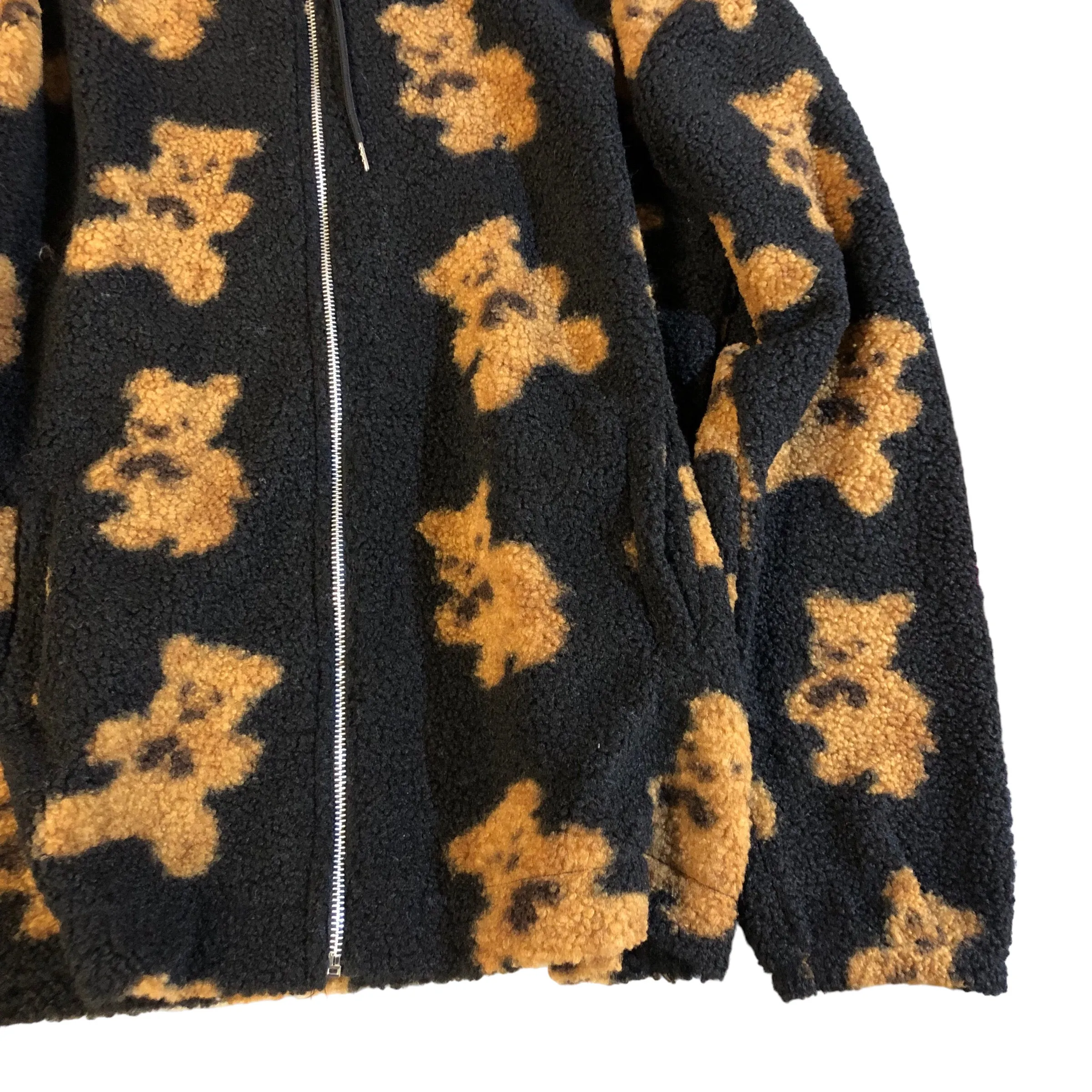 Black teddy bear Fleece hoody Jacket