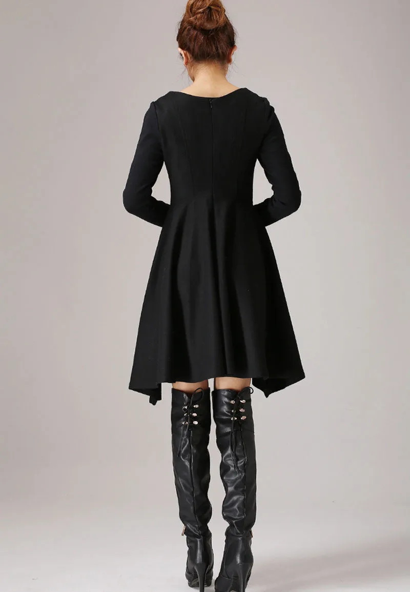 Black Women's Wool Dress 767