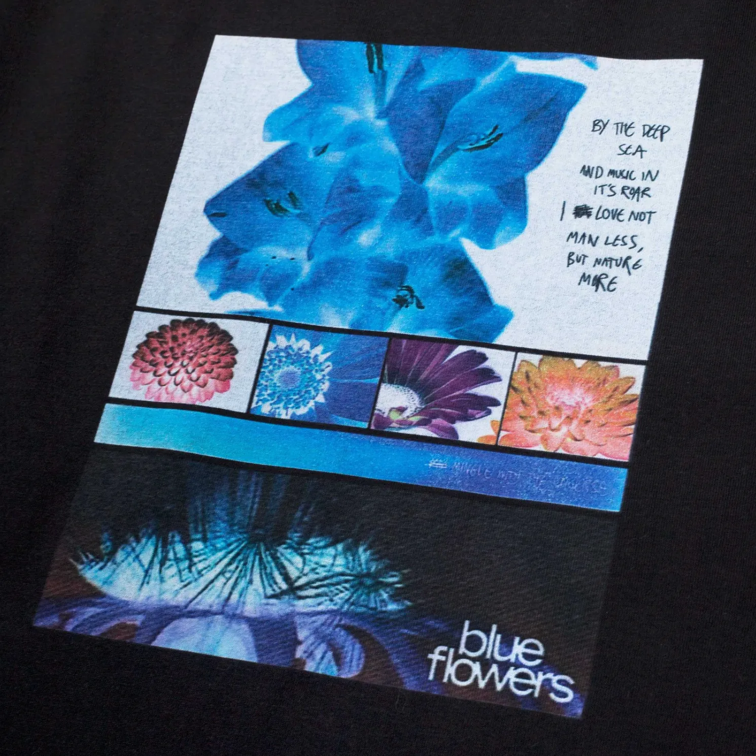 Blue Flowers Delphinium T-Shirt - Black