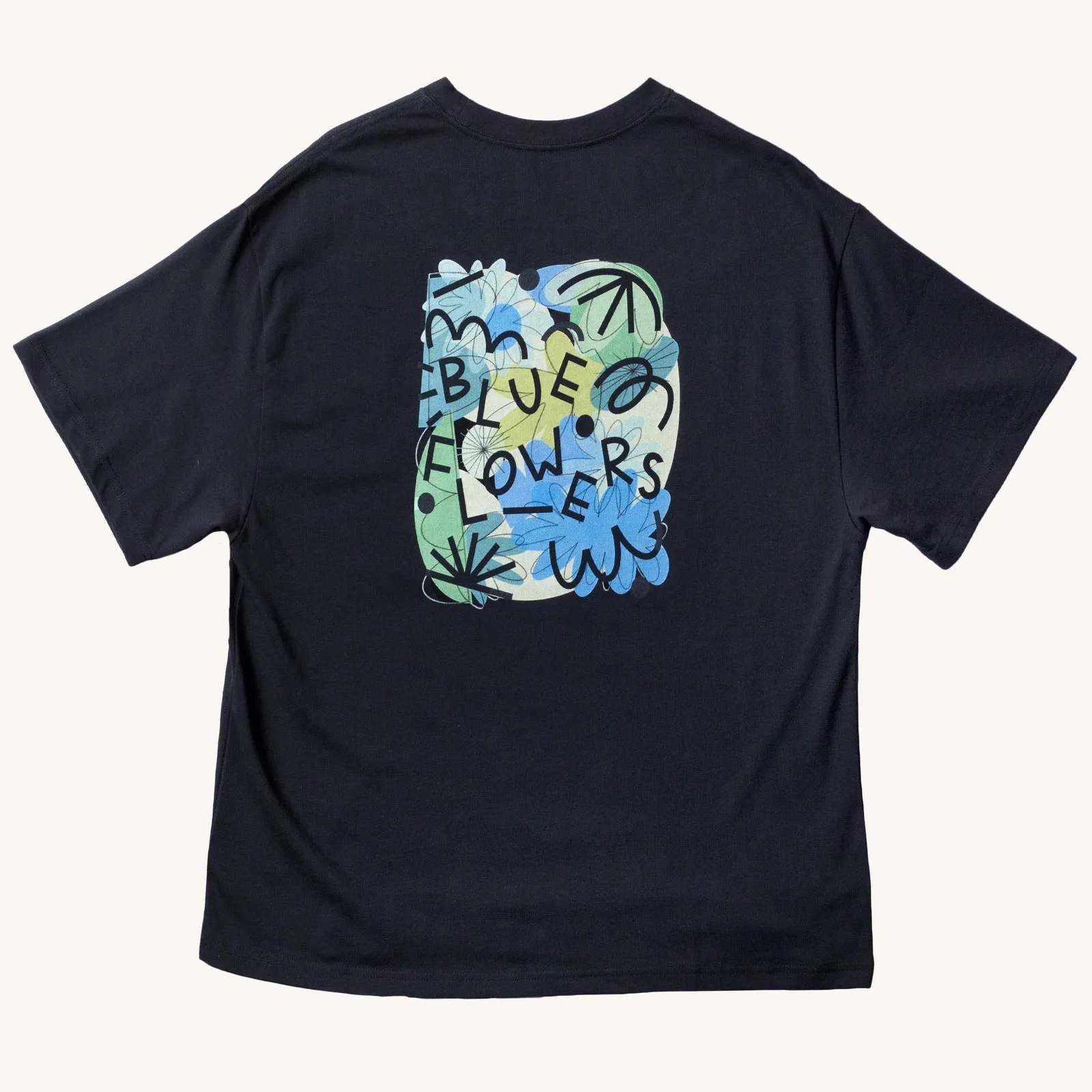 Blue Flowers Pollinator T-Shirt - Black