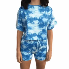 Blue Short Sleeve Tie-Dye Girls Pyjama