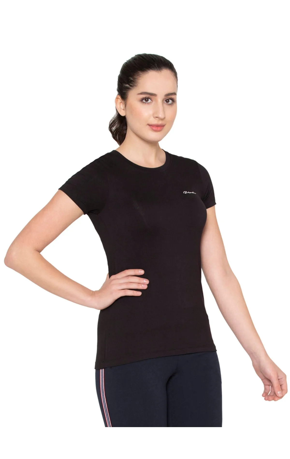 Bodyactive Women Round neck Half Sleeve Viscose T-shirt in 1pcs-TS83-BLK