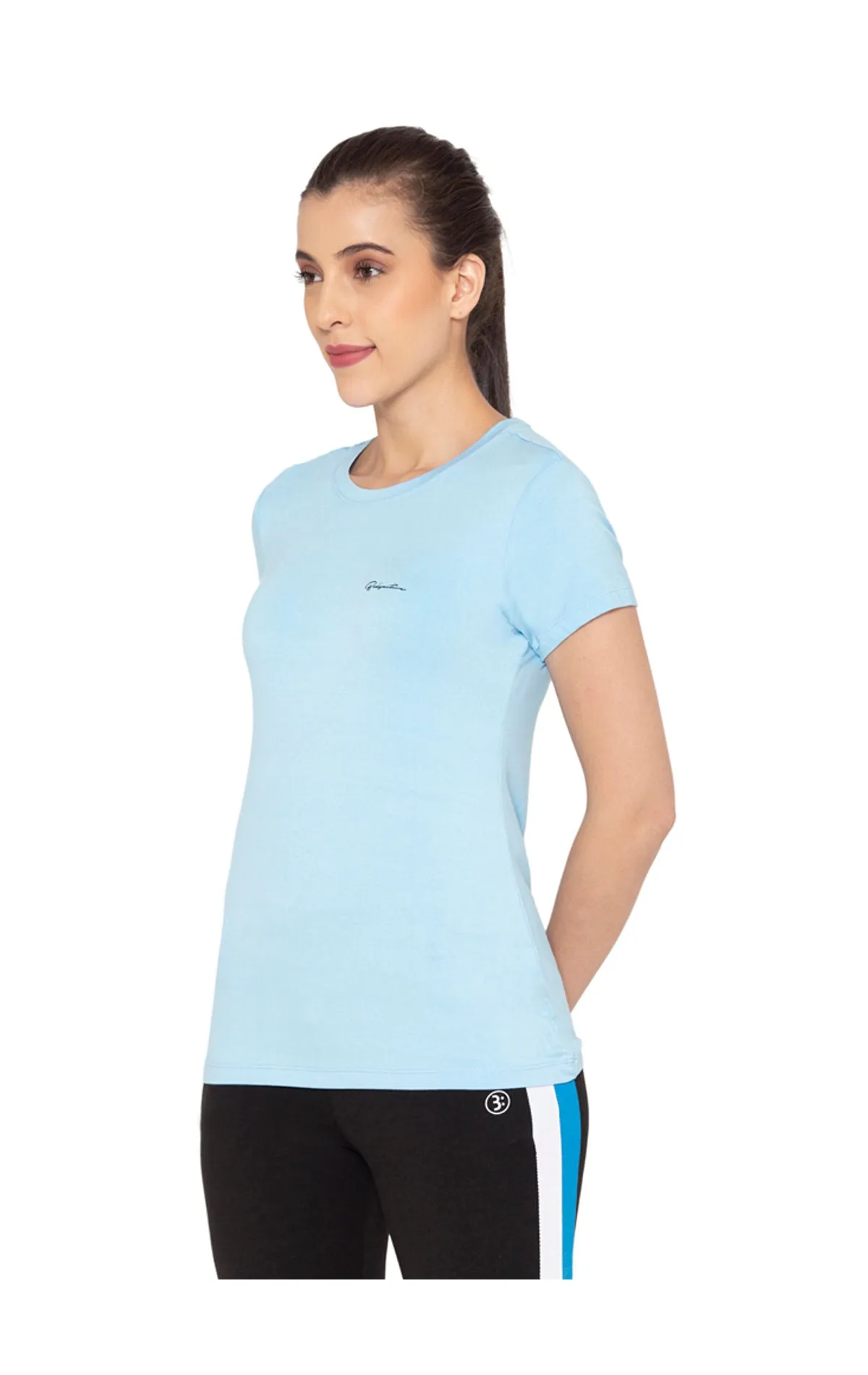 Bodyactive Women Round neck Half Sleeve Viscose T-shirt in 1pcs-TS83-SKBLU