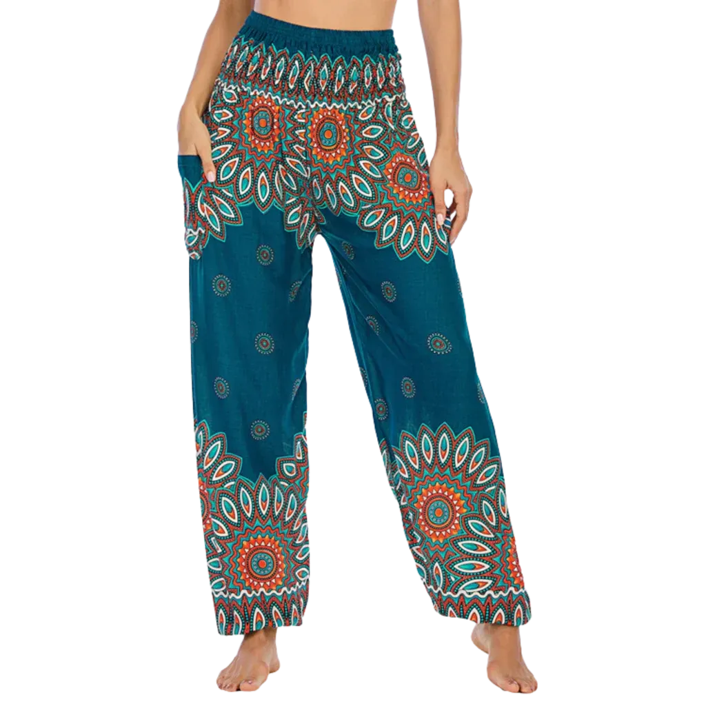 BOHO SMOCKED ALADDIN PANTS FOR LADIES