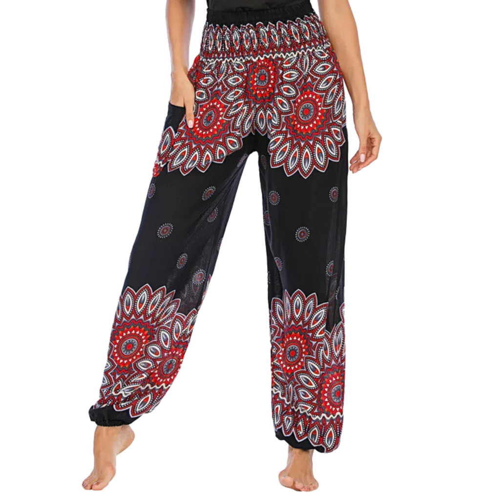 BOHO SMOCKED ALADDIN PANTS FOR LADIES