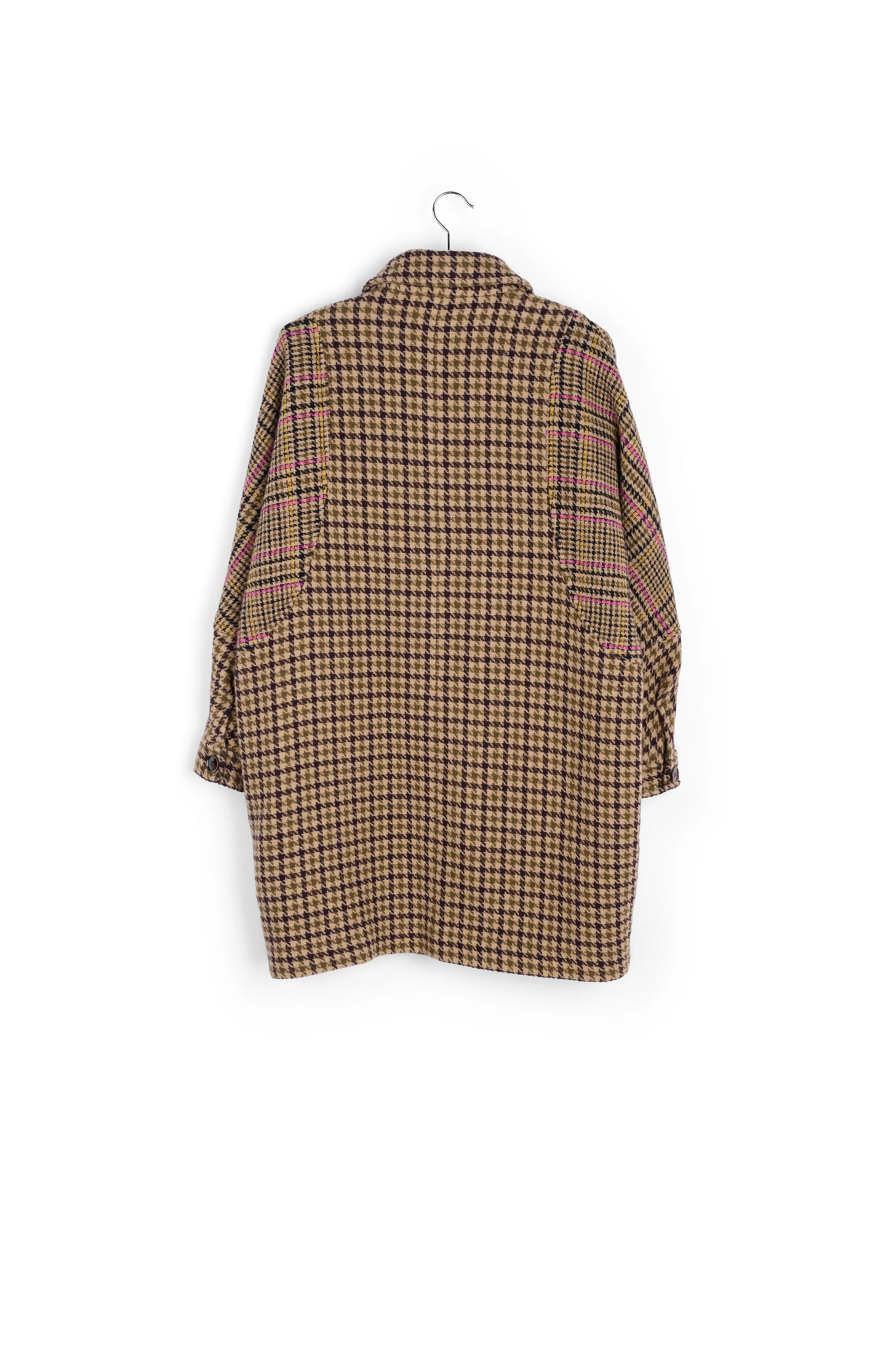 Brown houndstooth wool-blend coat