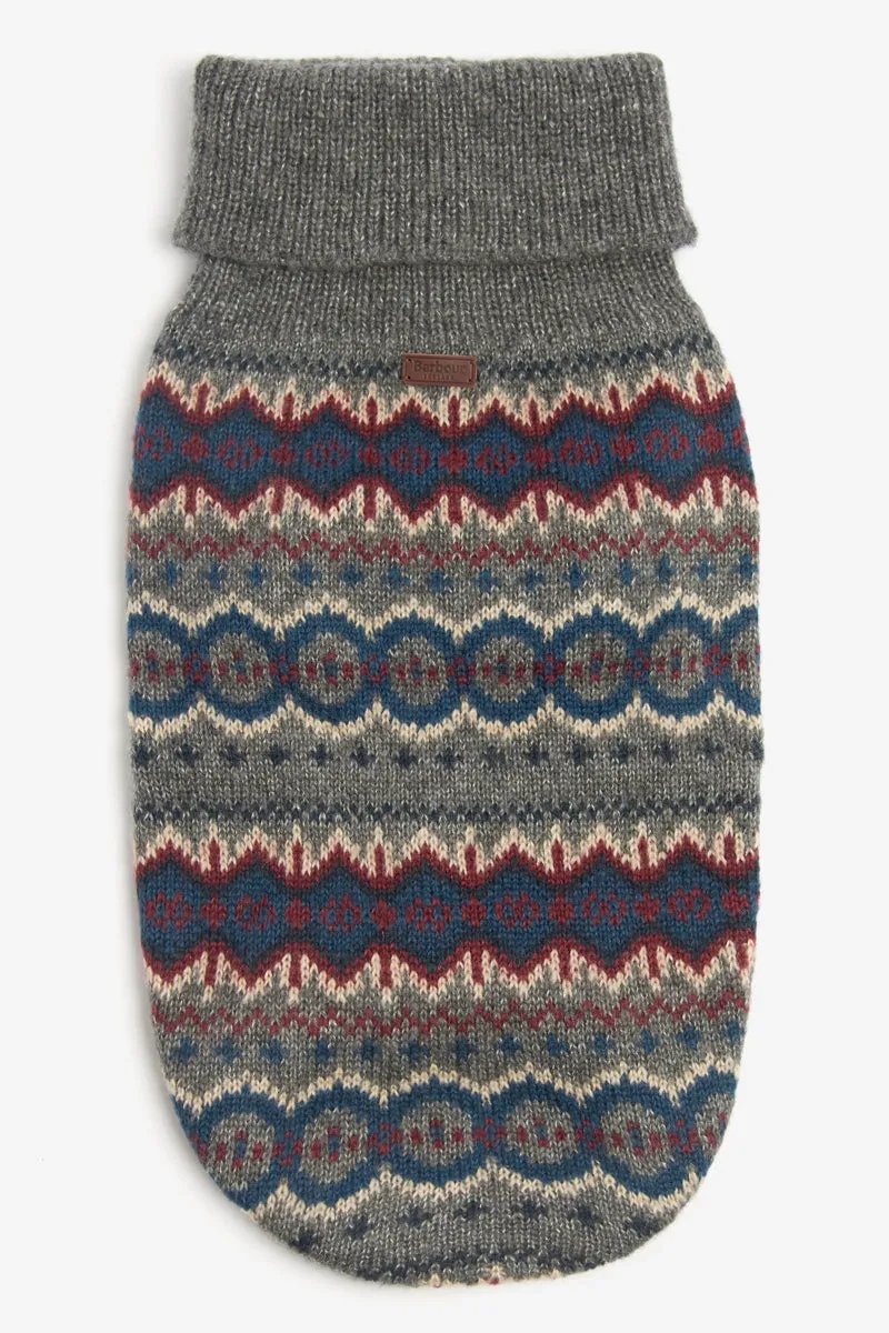 CASE FAIR ISLE DOG JUMPER GREY