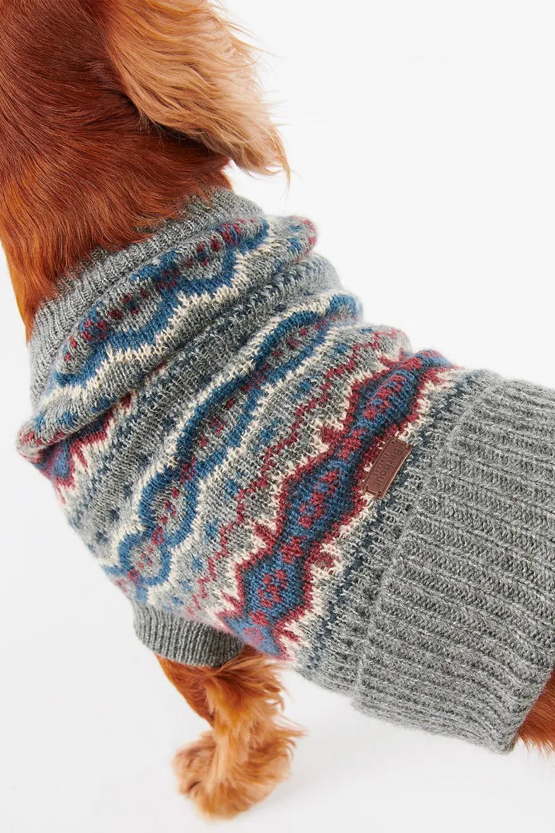 CASE FAIR ISLE DOG JUMPER GREY