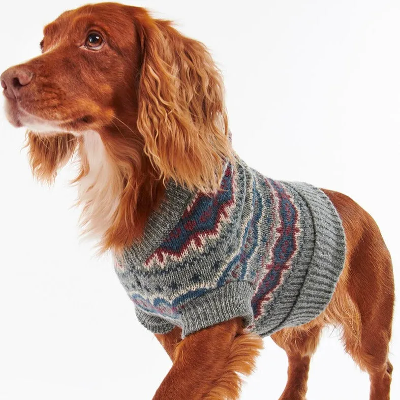 CASE FAIR ISLE DOG JUMPER GREY