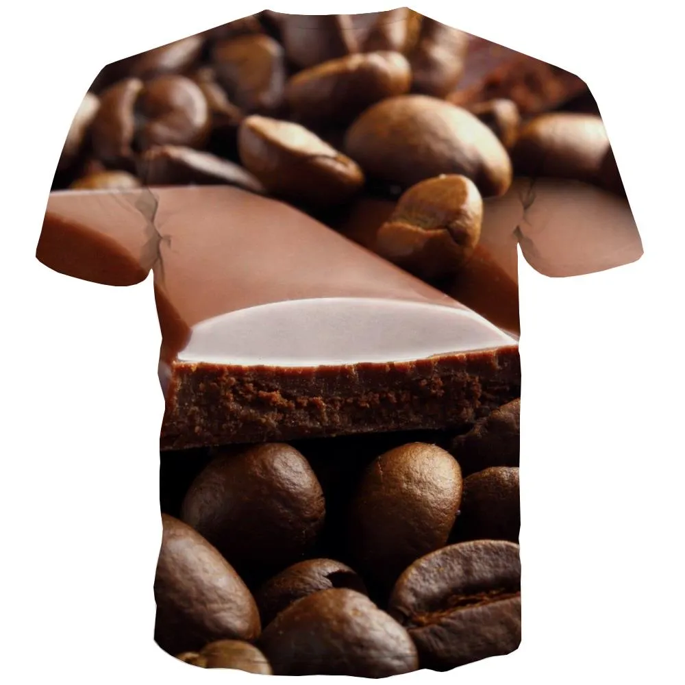 Chocolate T shirts Men Brown Tshirt Anime Delicious Shirt Print Bitter T-shirts Graphic