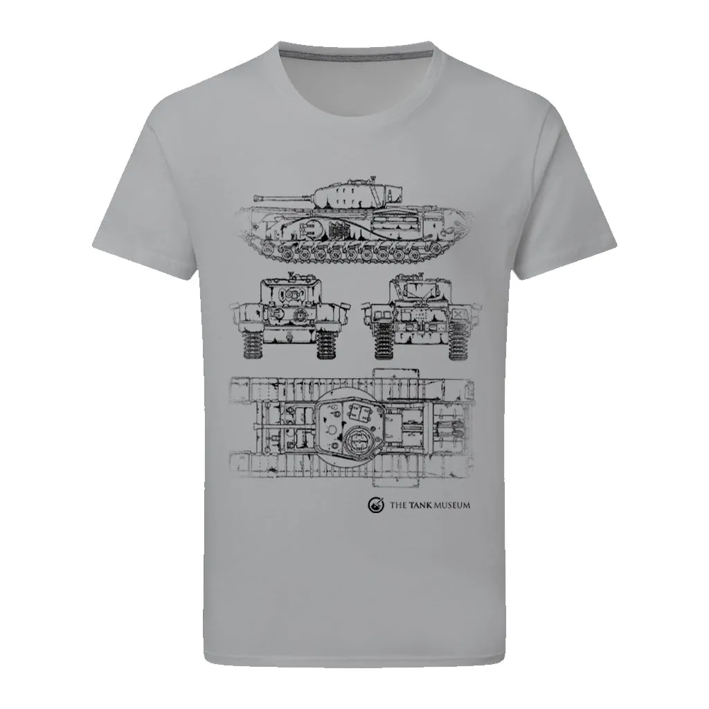 Churchill VII Tank Blueprint T-Shirt