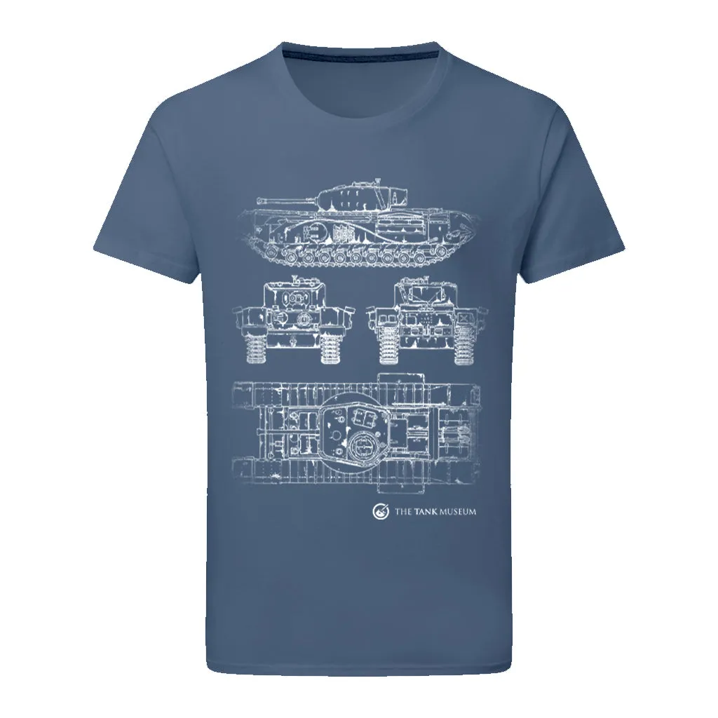 Churchill VII Tank Blueprint T-Shirt