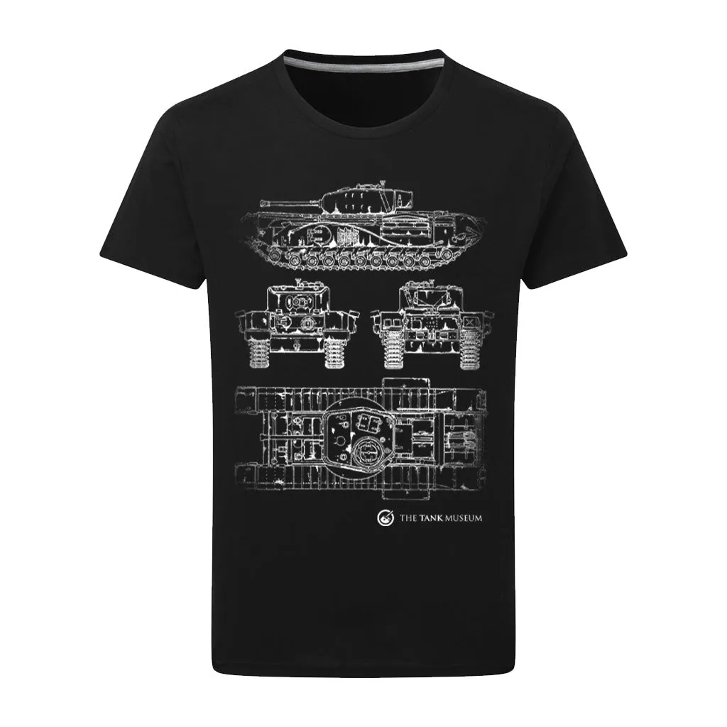 Churchill VII Tank Blueprint T-Shirt