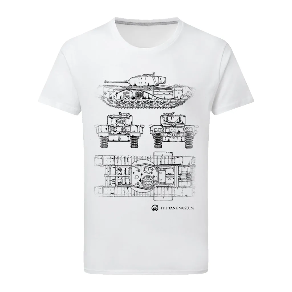 Churchill VII Tank Blueprint T-Shirt